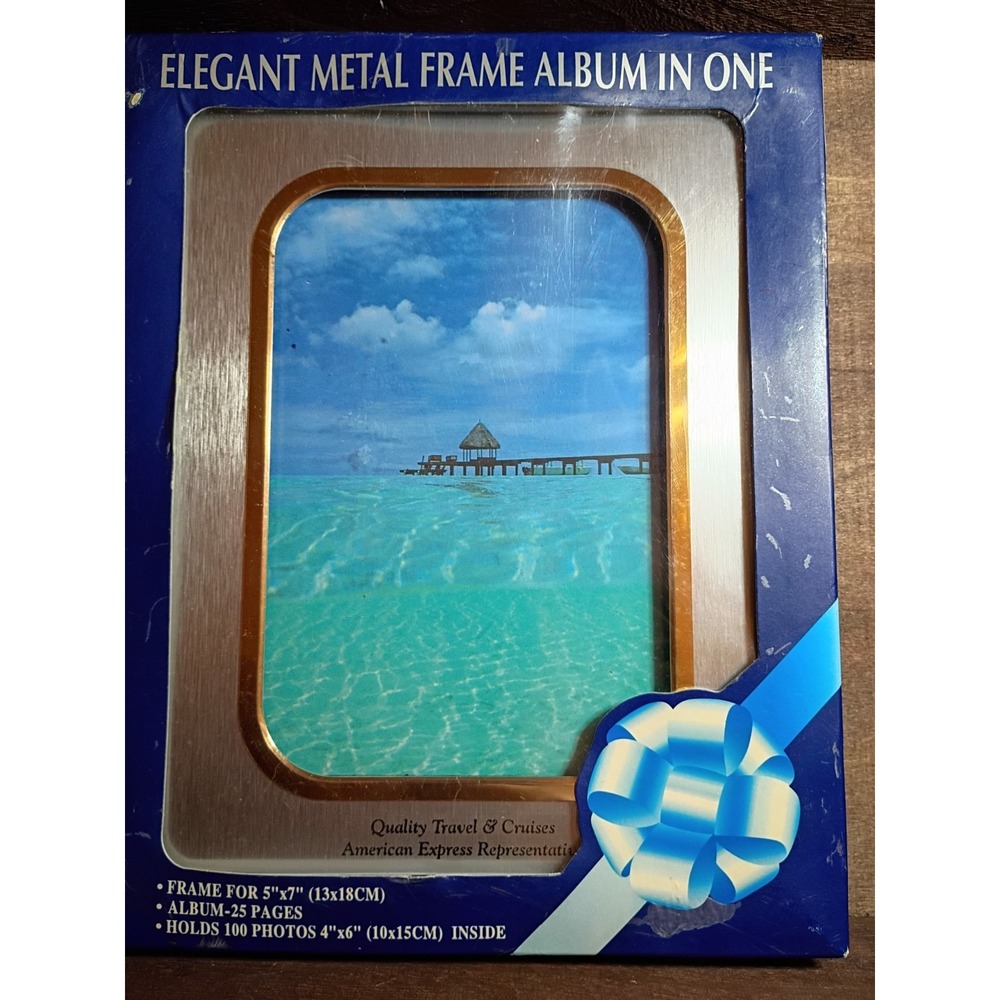 Elegant Metal Frame Photo Album 5x7 American Express Travel Representative 100ct